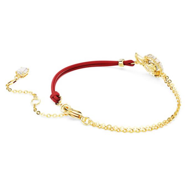 Snake bracelet Crystal pearl, Mixed cuts, Year of the Snake, Red, Gold-tone plated - Image 4