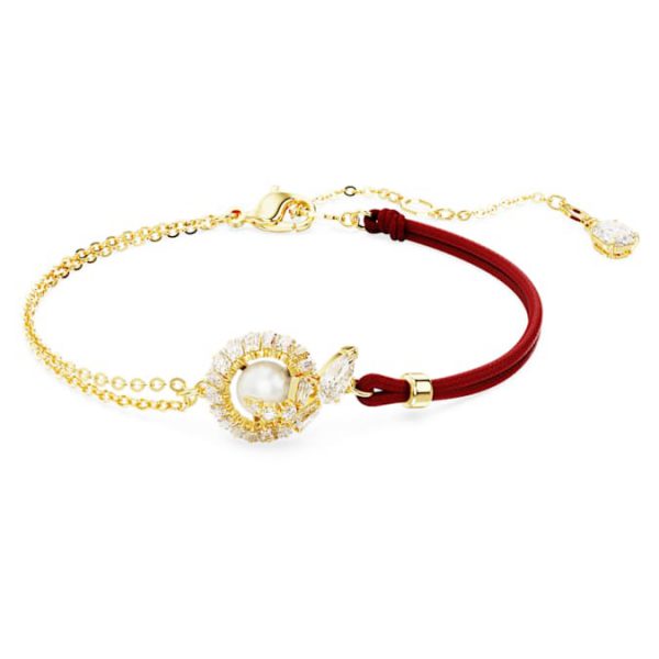 Snake bracelet Crystal pearl, Mixed cuts, Year of the Snake, Red, Gold-tone plated - Image 5