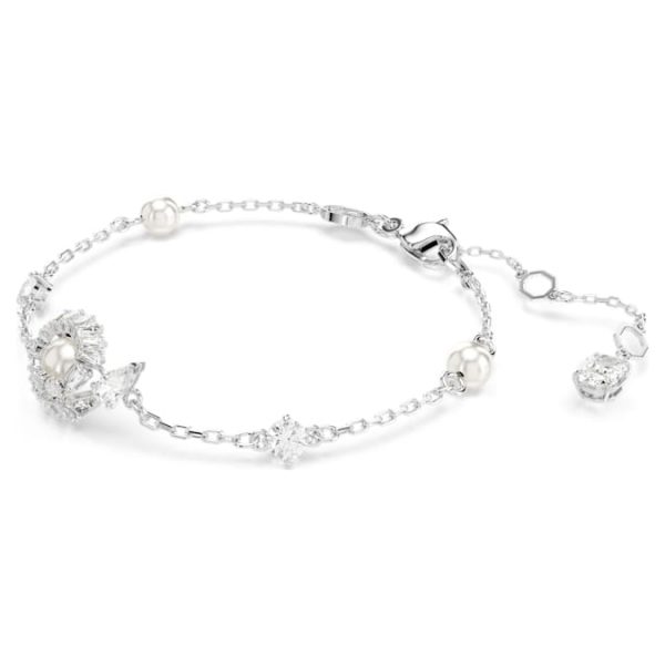 Snake bracelet Crystal pearl, Mixed cuts, Year of the Snake, White, Rhodium plated - Image 2