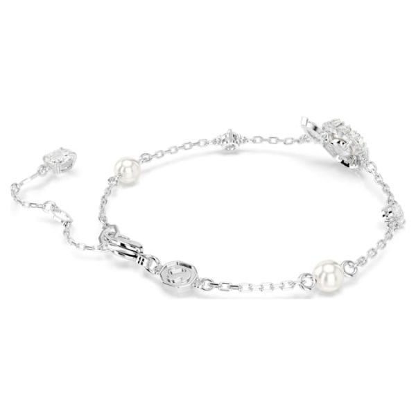Snake bracelet Crystal pearl, Mixed cuts, Year of the Snake, White, Rhodium plated - Image 4
