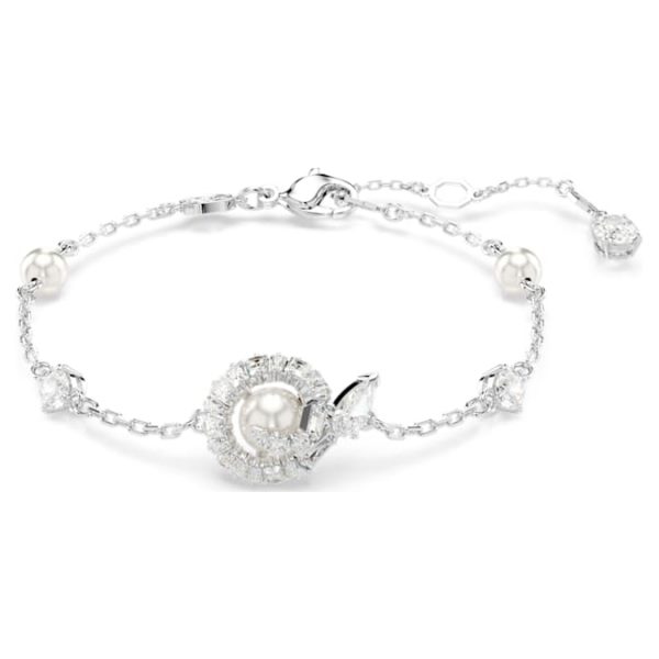 Snake bracelet Crystal pearl, Mixed cuts, Year of the Snake, White, Rhodium plated - Image 5