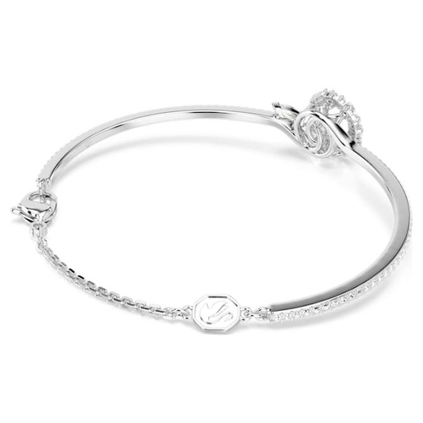 Snake bracelet Mixed cuts, Year of the Snake, White, Rhodium plated - Image 4