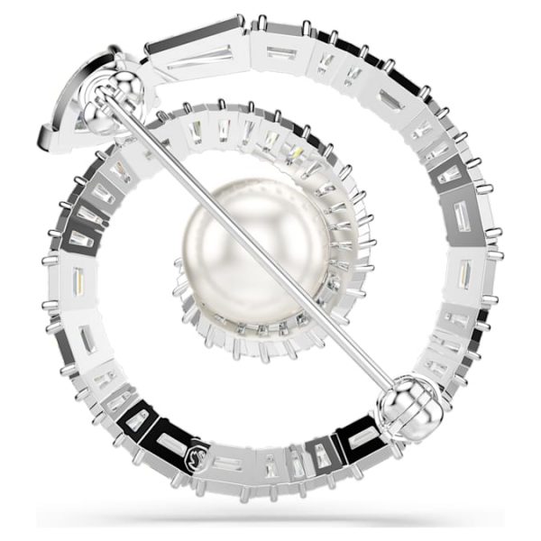 Snake brooch Crystal pearl, Mixed cuts, Year of the Snake, White, Rhodium plated - Image 4