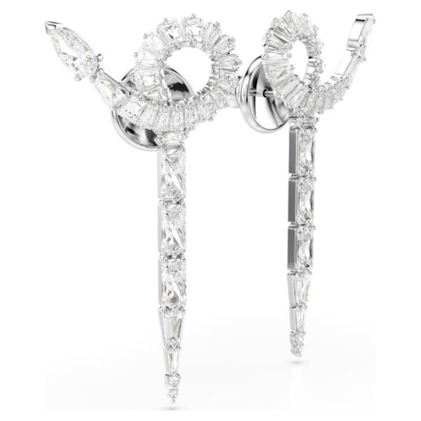 Snake drop earrings Mixed cuts, Year of the Snake, White, Rhodium plated - Image 3