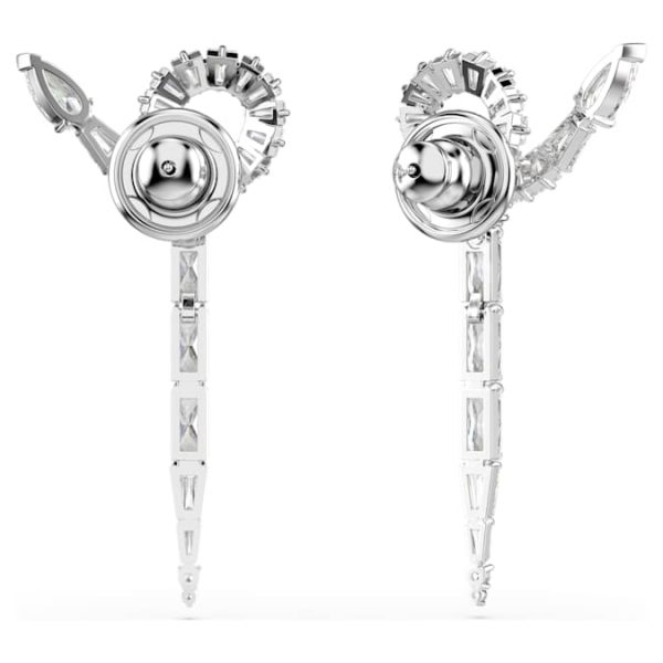 Snake drop earrings Mixed cuts, Year of the Snake, White, Rhodium plated - Image 4