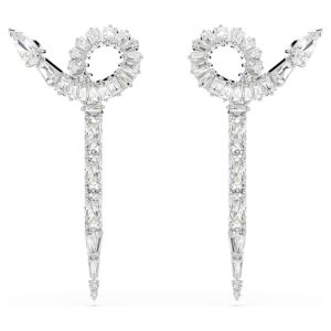 Snake drop earrings Mixed cuts, Year of the Snake, White, Rhodium plated