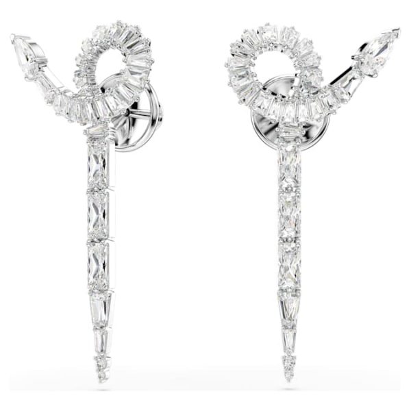 Snake drop earrings Mixed cuts, Year of the Snake, White, Rhodium plated - Image 5