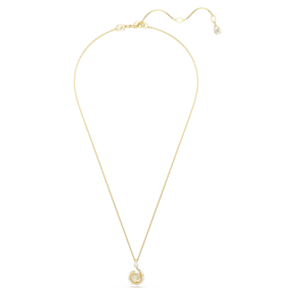 Snake pendant Crystal pearl, Mixed cuts, Year of the Snake, White, Gold-tone plated - Image 2