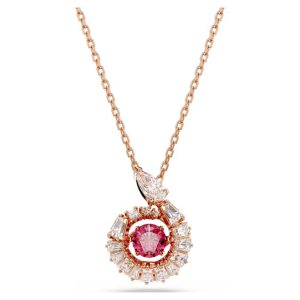 Snake pendant Mixed cuts, Year of the Snake, Red, Rose gold-tone plated