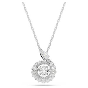 Snake pendant Mixed cuts, Year of the Snake, White, Rhodium plated