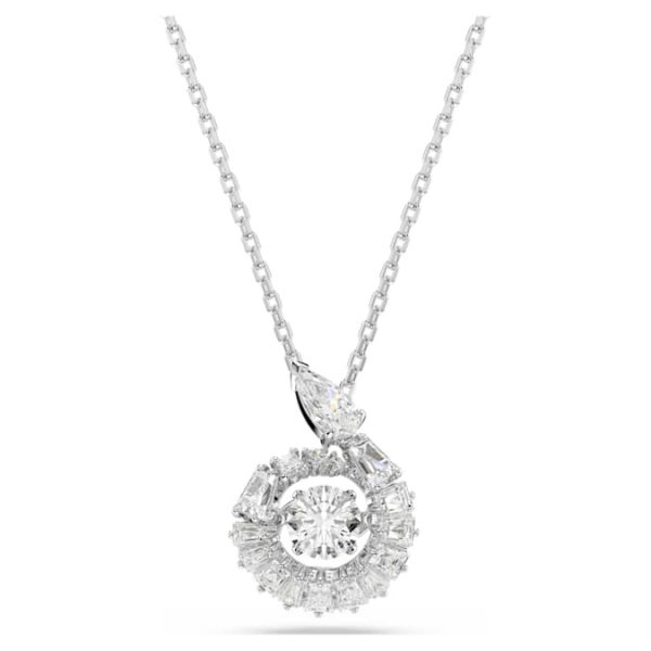 Snake pendant Mixed cuts, Year of the Snake, White, Rhodium plated