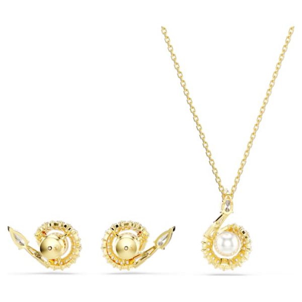Snake set Crystal pearl, Mixed cuts, Year of the Snake, White, Gold-tone plated - Image 4