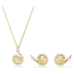 Snake set Crystal pearl, Mixed cuts, Year of the Snake, White, Gold-tone plated