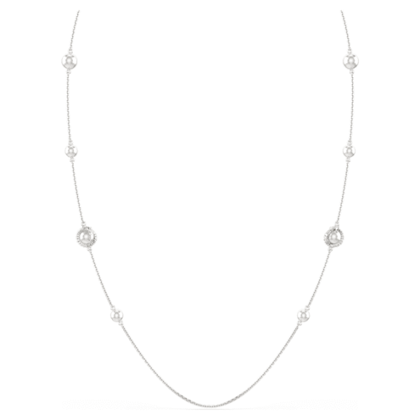 Snake strandage Crystal pearl, Mixed cuts, Year of the Snake, White, Rhodium plated