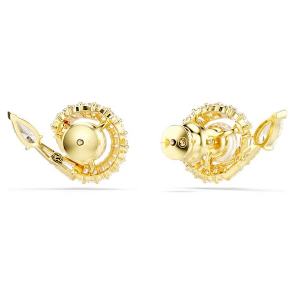 Snake stud earrings Crystal pearl, Mixed cuts, Year of the Snake, White, Gold-tone plated - Image 4