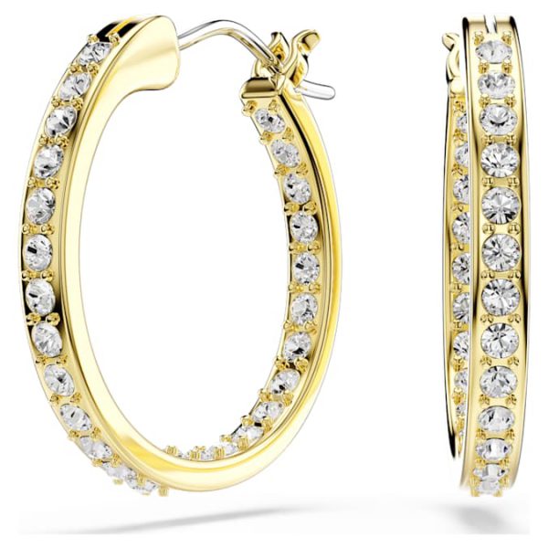Sommerset hoop earrings Small, White, Gold-tone plated - Image 2