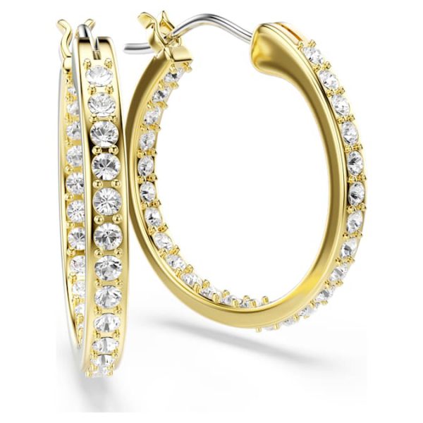 Sommerset hoop earrings Small, White, Gold-tone plated - Image 4