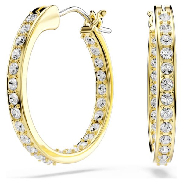 Sommerset hoop earrings Small, White, Gold-tone plated - Image 6
