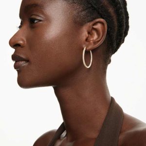 Sommerset hoop earrings White, Gold-tone plated