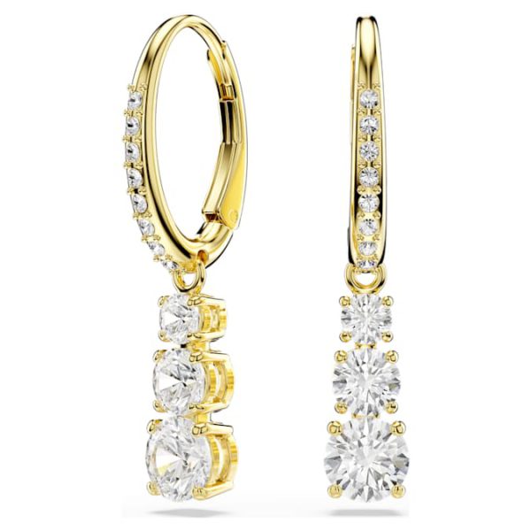 Stilla Attract hoop earrings Round cut, White, Gold-tone plated - Image 2