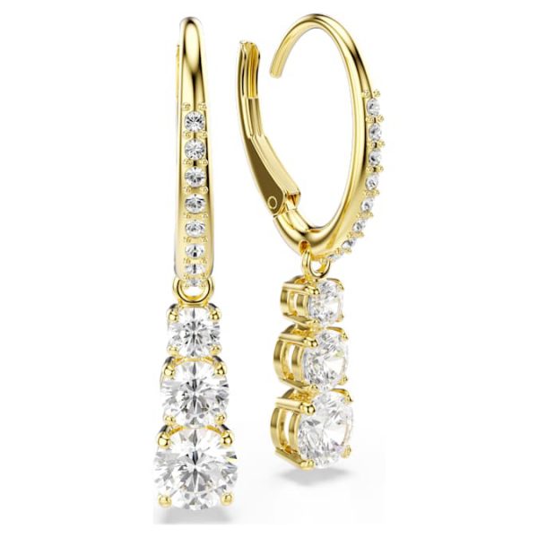 Stilla Attract hoop earrings Round cut, White, Gold-tone plated - Image 3