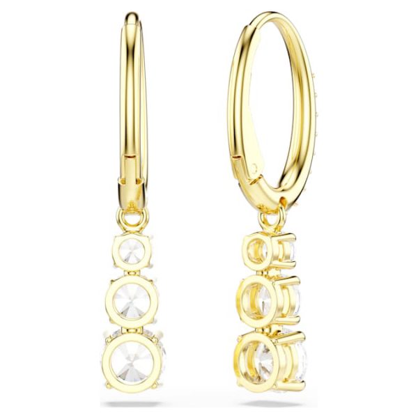 Stilla Attract hoop earrings Round cut, White, Gold-tone plated - Image 4