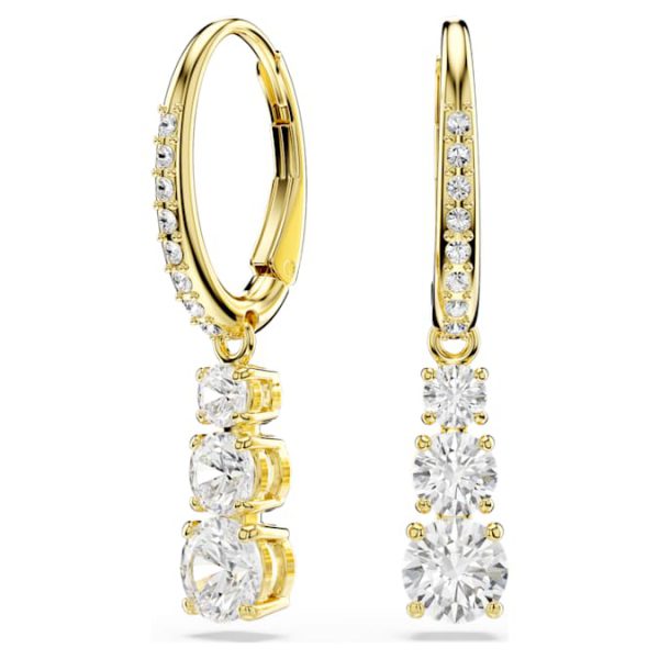 Stilla Attract hoop earrings Round cut, White, Gold-tone plated - Image 5