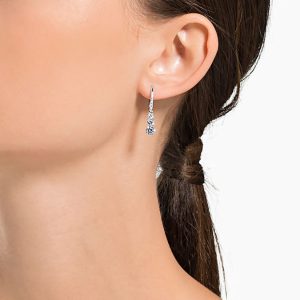 Stilla Attract hoop earrings Round cut, White, Rhodium plated