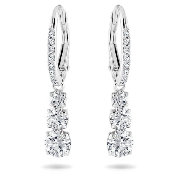 Stilla Attract hoop earrings Round cut, White, Rhodium plated - Image 2