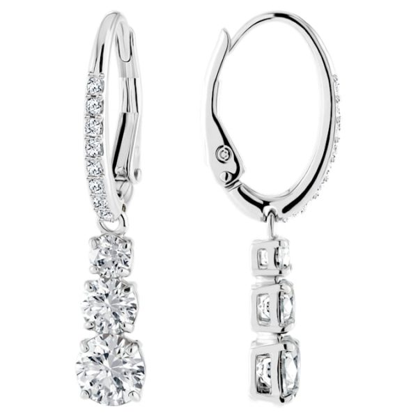 Stilla Attract hoop earrings Round cut, White, Rhodium plated - Image 3