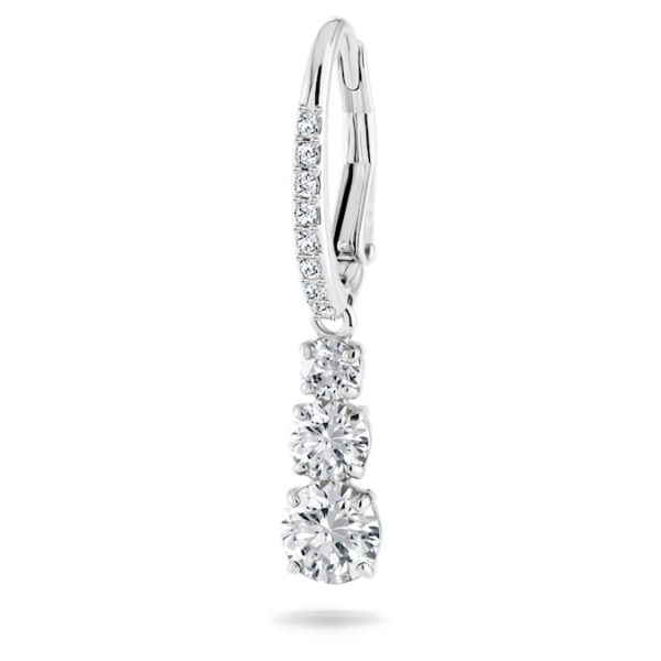 Stilla Attract hoop earrings Round cut, White, Rhodium plated - Image 4