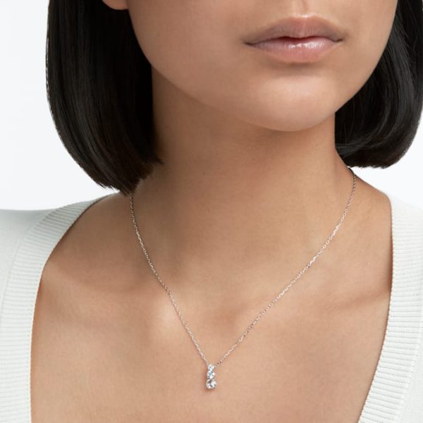 Stilla Attract pendant Round cut, White, Rhodium plated