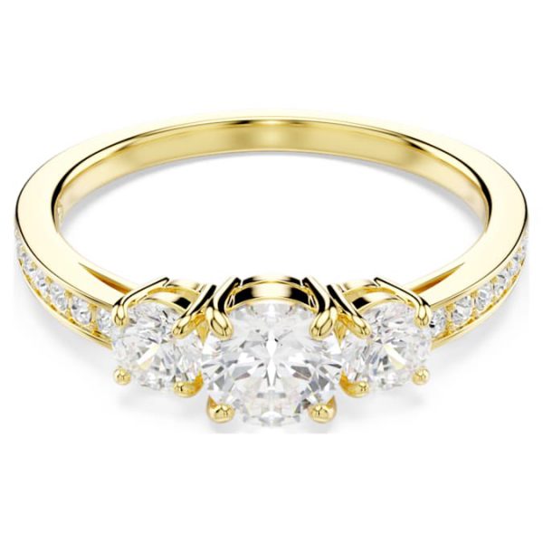 Stilla Attract ring Round cut, White, Gold-tone plated - Image 7