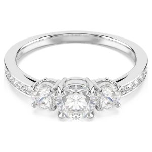 Stilla Attract ring Round cut, White, Silver-tone finish
