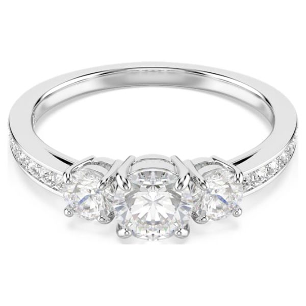 Stilla Attract ring Round cut, White, Silver-tone finish