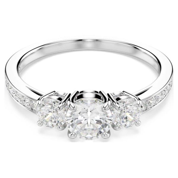 Stilla Attract ring Round cut, White, Silver-tone finish - Image 5