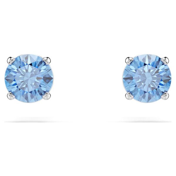 Stilla Attract stud earrings Round cut, Blue, Rhodium plated - Image 2