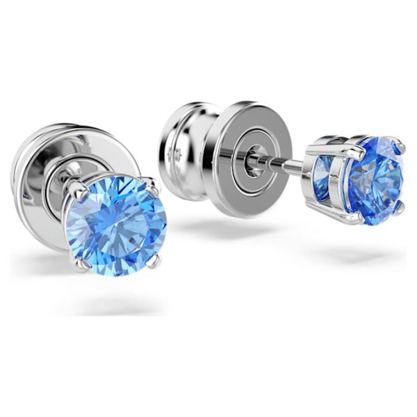 Stilla Attract stud earrings Round cut, Blue, Rhodium plated - Image 4