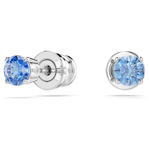 Stilla Attract stud earrings Round cut, Blue, Rhodium plated - Image 6