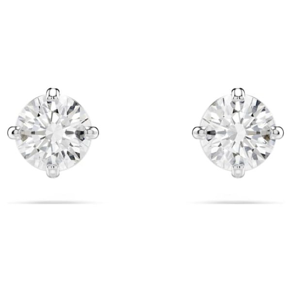 Stilla Attract stud earrings Round cut, White, Rhodium plated - Image 2