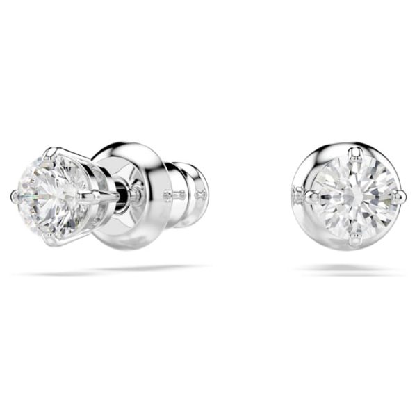 Stilla Attract stud earrings Round cut, White, Rhodium plated - Image 3