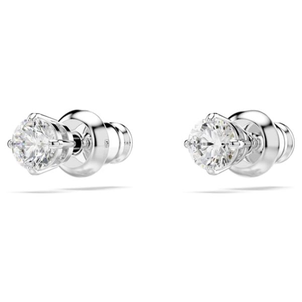 Stilla Attract stud earrings Round cut, White, Rhodium plated - Image 4