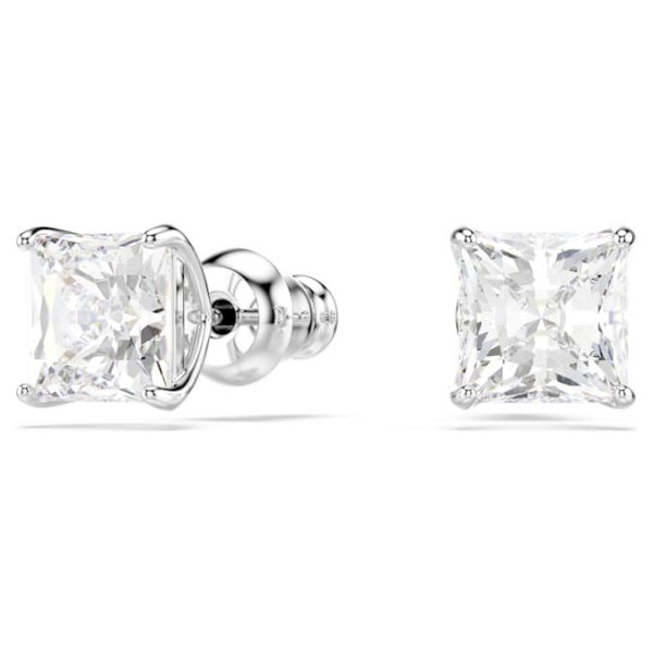 Stilla Attract stud earrings Square cut, White, Rhodium plated - Image 3