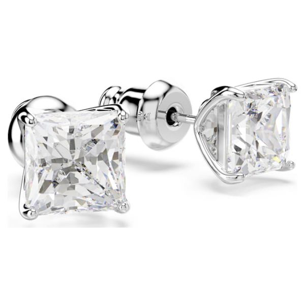 Stilla Attract stud earrings Square cut, White, Rhodium plated - Image 4