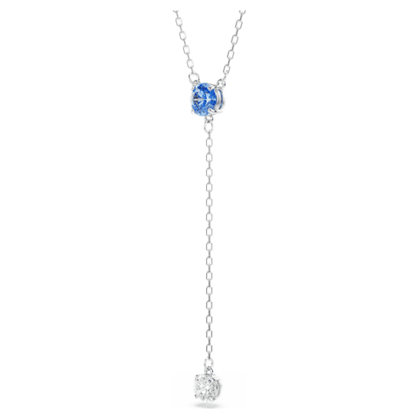 Stilla Attract Y necklace Round cut, Blue, Rhodium plated - Image 5