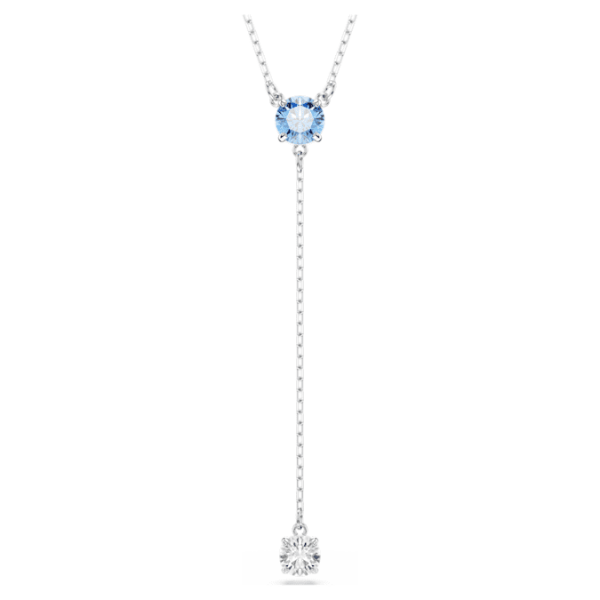 Stilla Attract Y necklace Round cut, Blue, Rhodium plated - Image 2