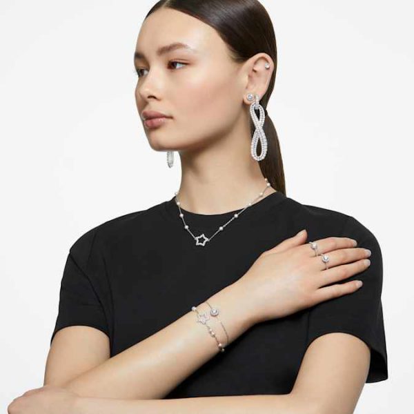 Stilla cocktail ring Round cut, Pavé, White, Rhodium plated - Image 6