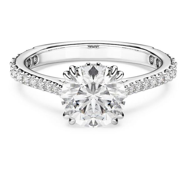 Stilla cocktail ring Round cut, Pavé, White, Rhodium plated - Image 2