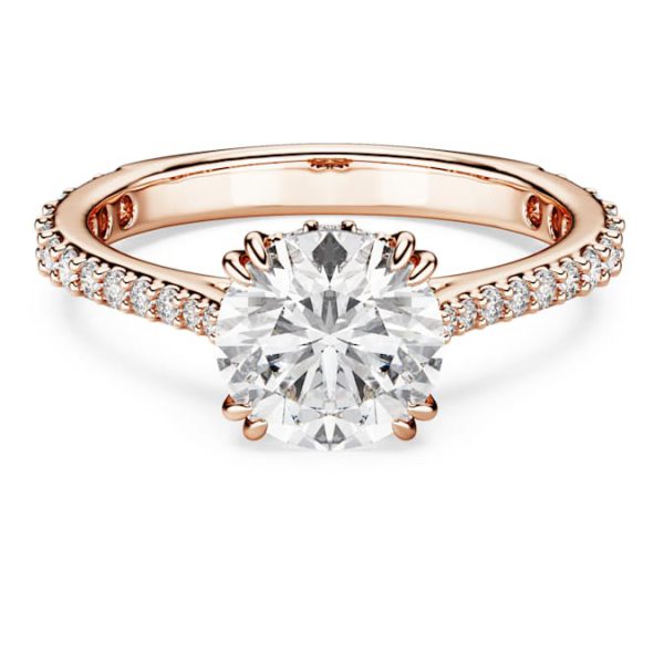 Stilla cocktail ring Round cut, Pavé, White, Rose gold-tone plated - Image 2