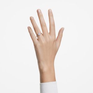 Stilla cocktail ring Round cut, White, Rhodium plated
